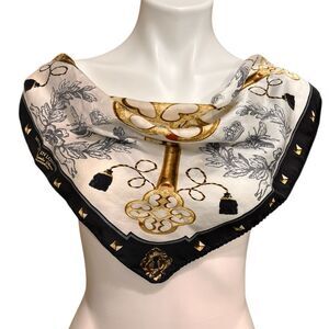 My Flat in London Gold and Black Scarf with Key Lock Motifs
